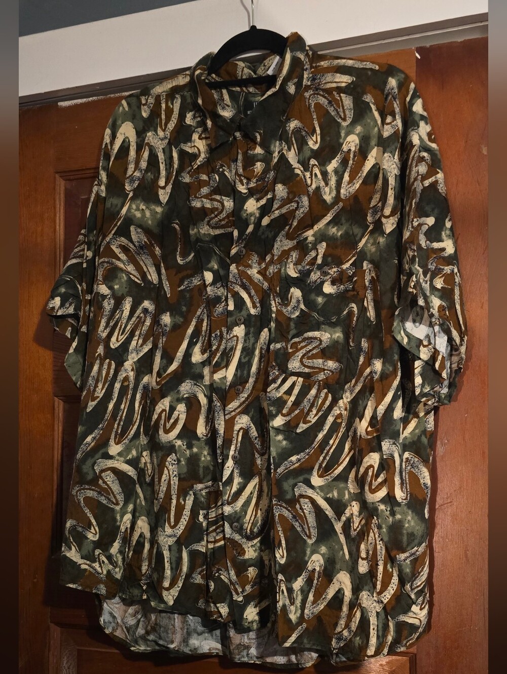 Expressions Button Down Patterened Shirt